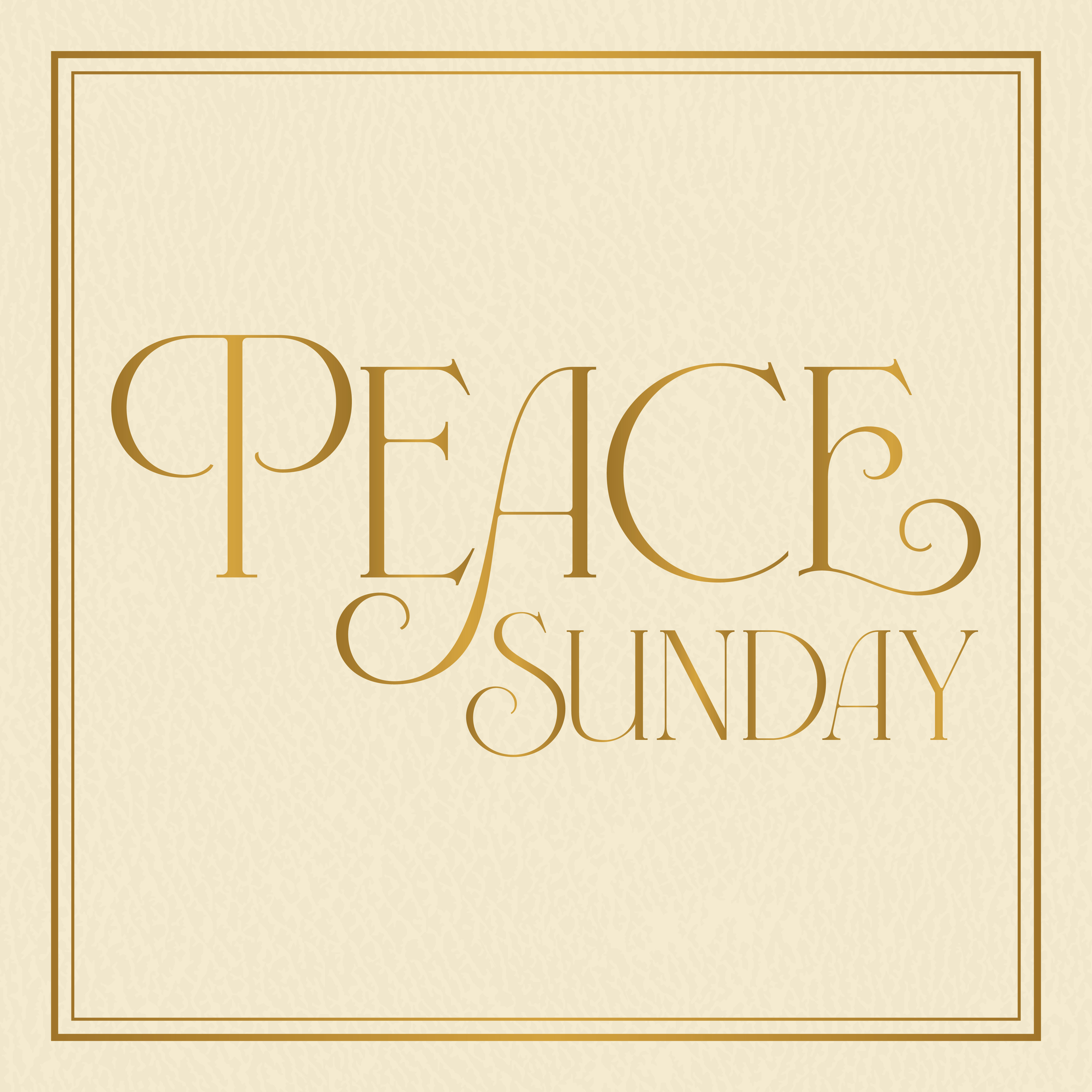 cream colored leather book cover with Peace sunday written across it