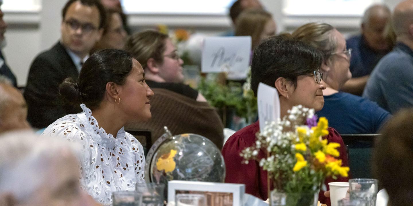 Parent and high school senior at senior recognition event