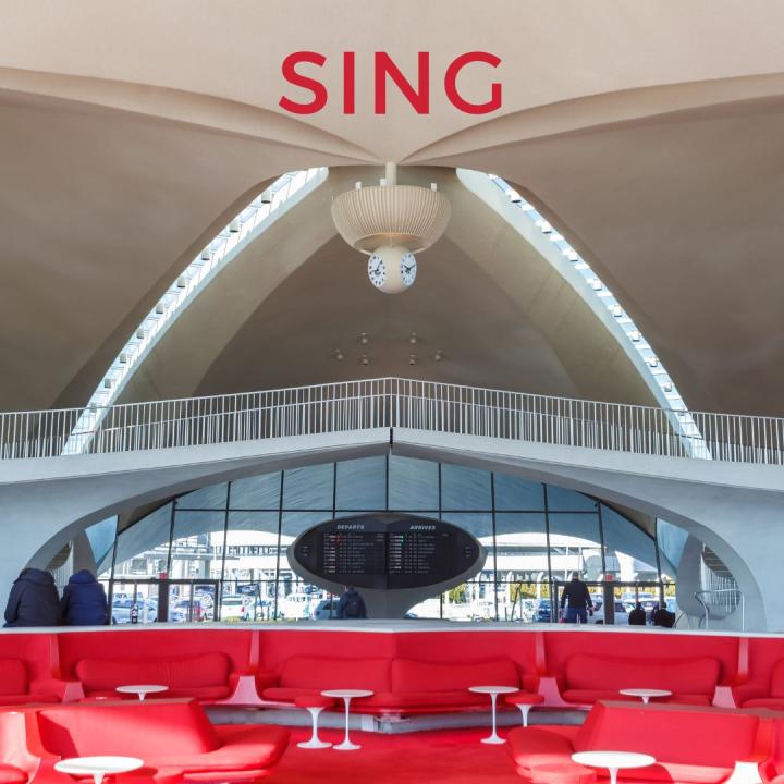 Image of the inside of the Trans World Airlines (TWA) Flight Center in New York