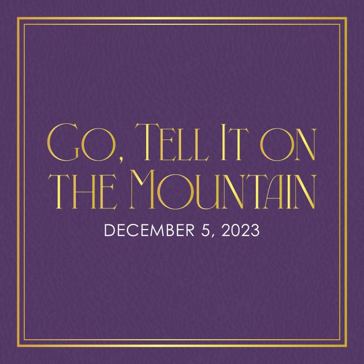 purple leather book cover with go, tell it on the mountain written across in gold
