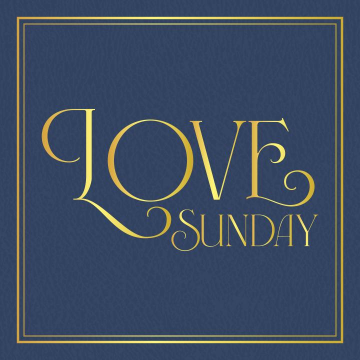 navy leather book cover with Love Sunday written across in gold