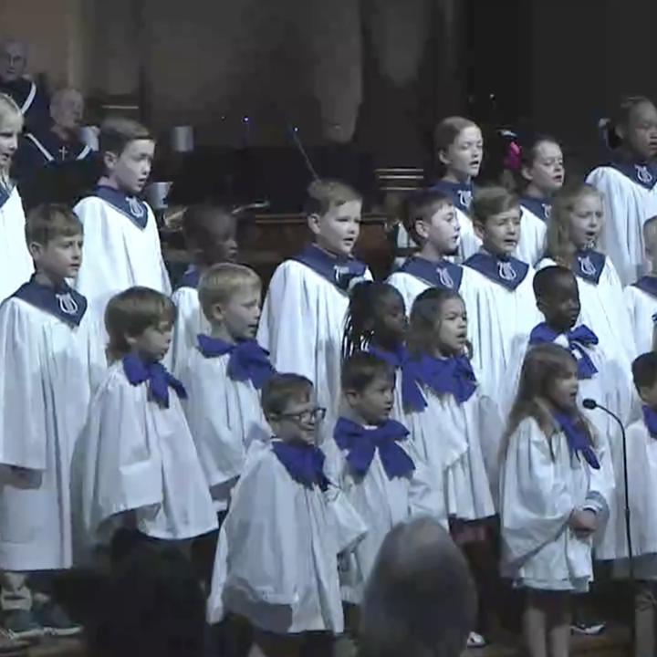 preK through 4th graders singing in worship
