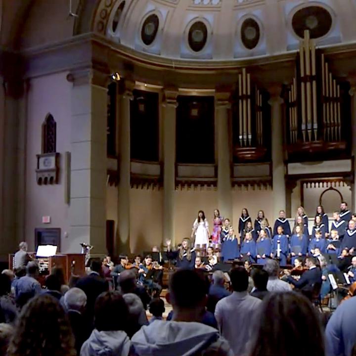 photo of the sanctuary during Sunday worship