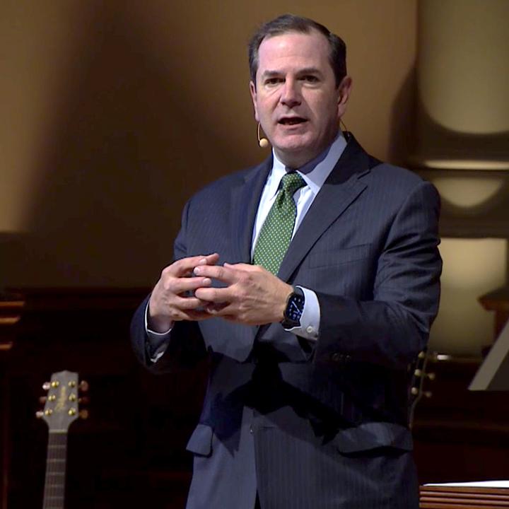 Steve Wells addressing the congregation during his sermon