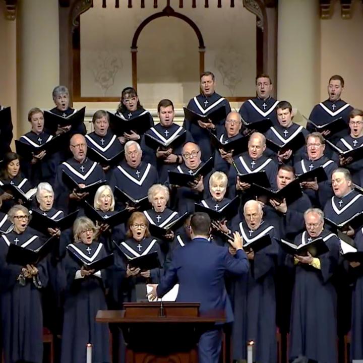 Sanctuary Choir singing in worship