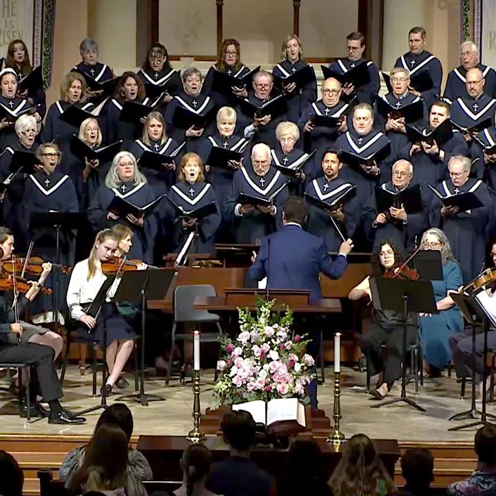 Sanctuary Choir and Orchestra playing in worship