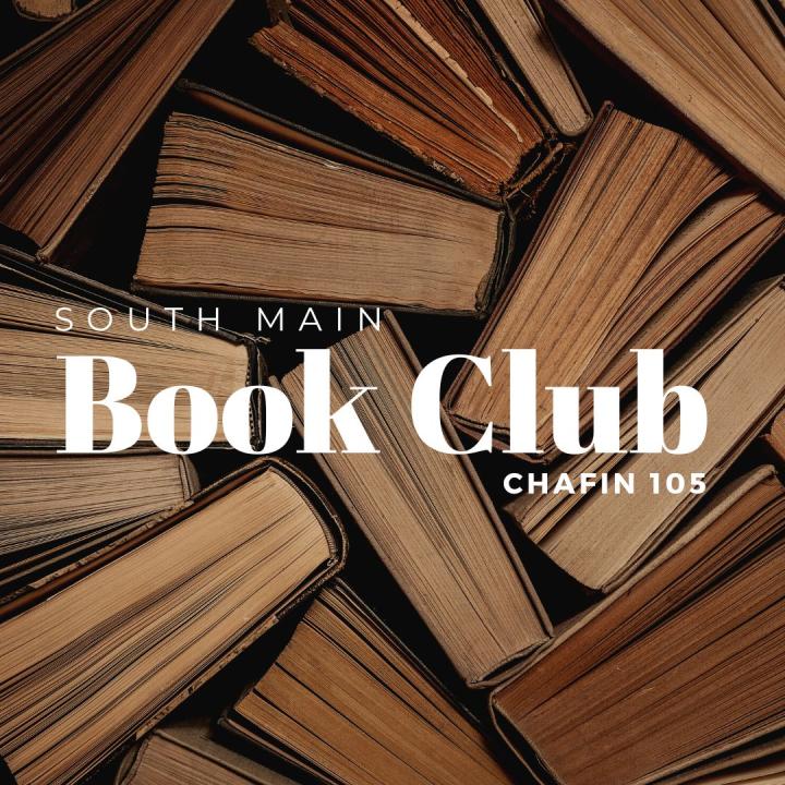 Severa old books up on the top end with the words Book Club written on it