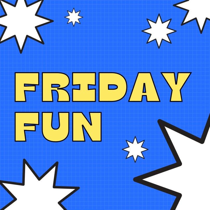 Blue graph background with white stars on it and the text Friday Fun written across it in yellow
