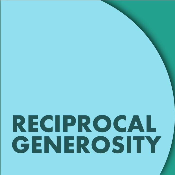 reciprocal generosity written on a portion of a blue circle
