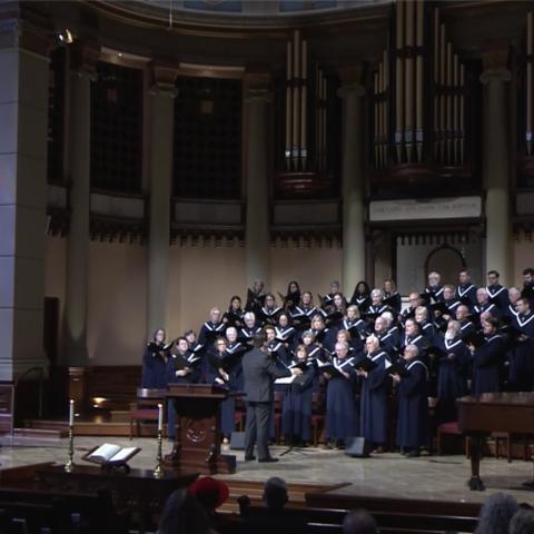 Sanctuary Choir singing during worship