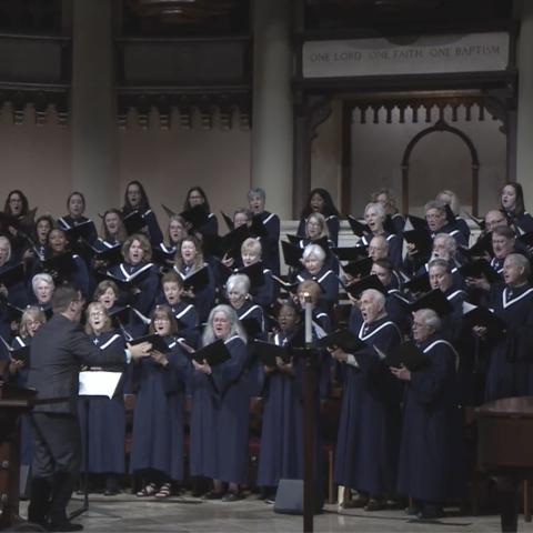 Sanctuary Choir singing in worship