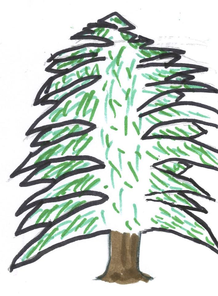 kid's drawing of a christmas tree