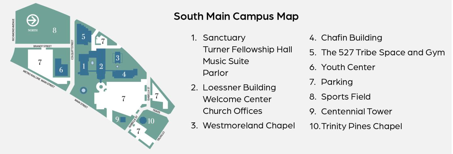 South Main Baptist Church campus map graphic